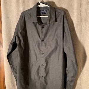 Chaps gray button down long sleeve dress shirt